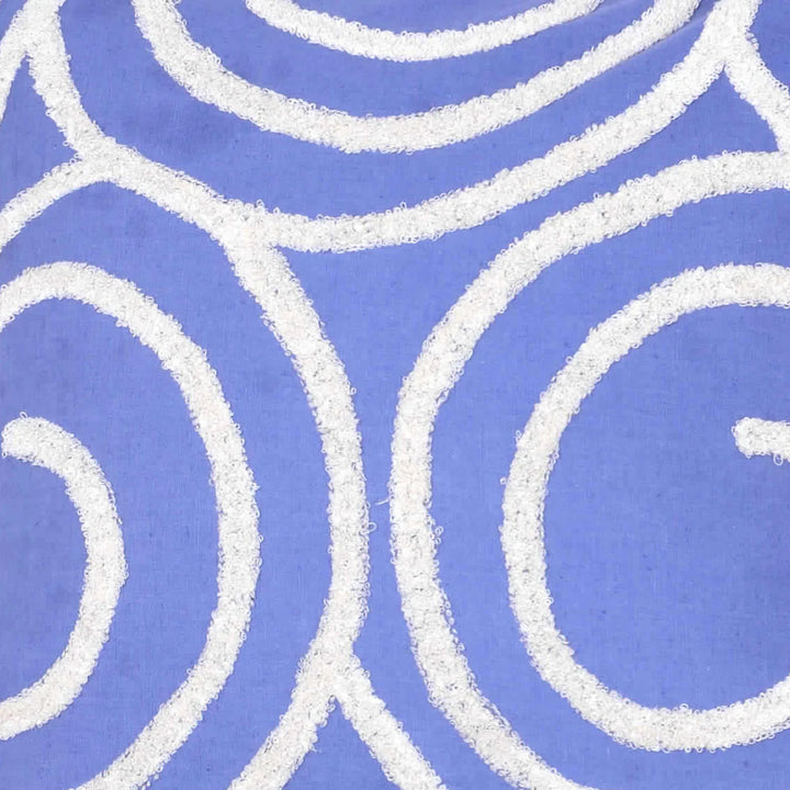 Cotton Pillow With Spiral Embroidery, Blue And White - Lacasademartha 