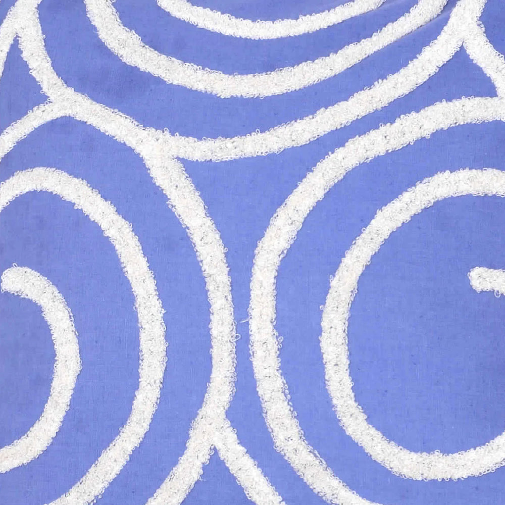 Cotton Pillow With Spiral Embroidery, Blue And White - Lacasademartha 