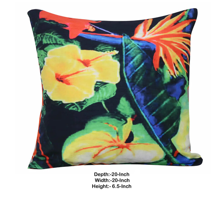 Tropical Pillow With Digital Print, Yellow And Blue - Lacasademartha 