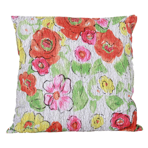 Polyester Pillow With Crackled Floral Imprint, Set Of 2 - Lacasademartha 