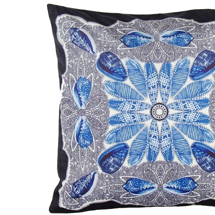 Blue and Grey Square Fabric Pillow With Floral Pattern - Lacasademartha