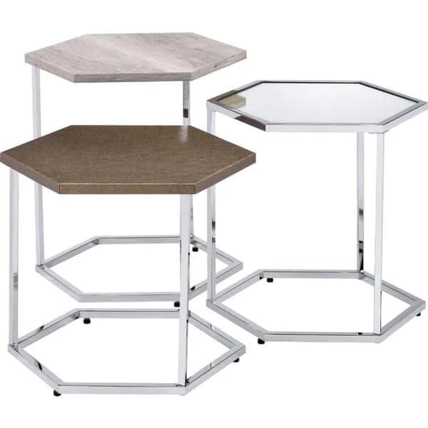 3 Piece Nesting Table With Hexagonal Shaped Metal Frame - Lacasademartha