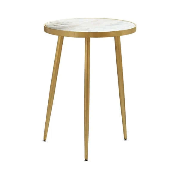 22 Inch Modern End Table, Round Marble Top - Lacasademartha 