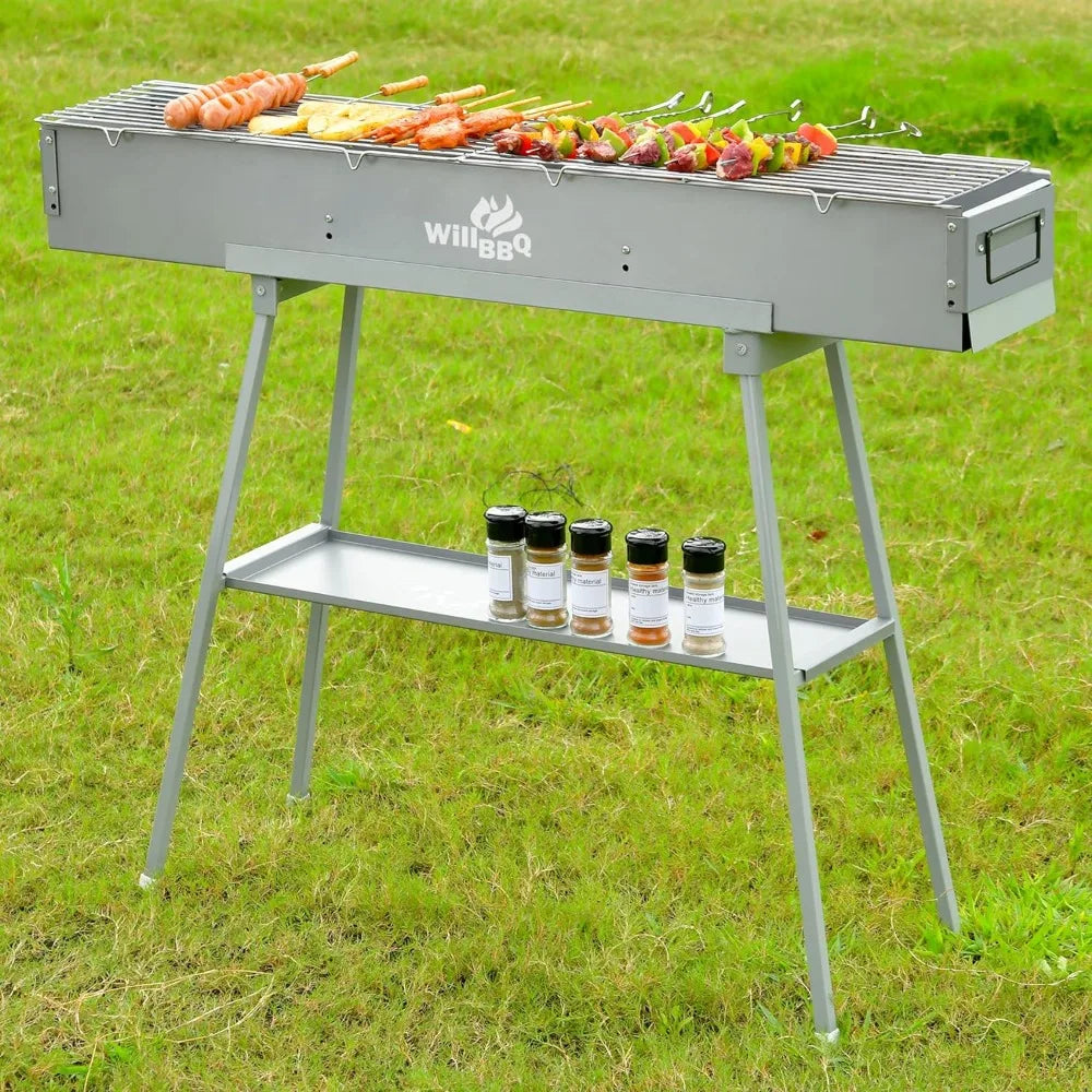 Commercial Quality Portable Charcoal Grills Multiple Size Hibachi BBQ Lamb Skewer Folded Camping Barbecue Grill for Garden