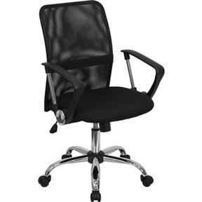 Black Mid-Back Mesh Office Chair with Chrome Finished Base - Lacasademartha 