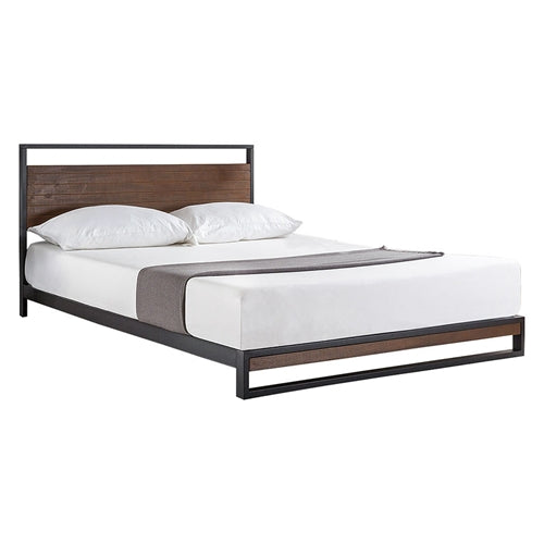 Metal Wood Platform Bed with Headboard