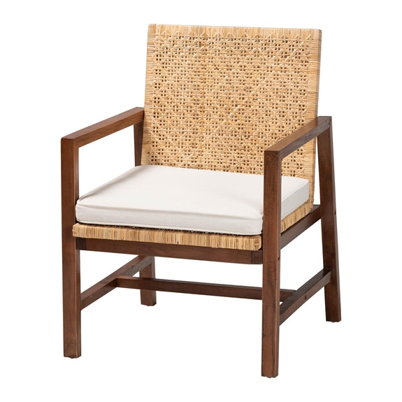 Lovina Bohemian Light Honey Rattan and Acacia Wood Arm Chair