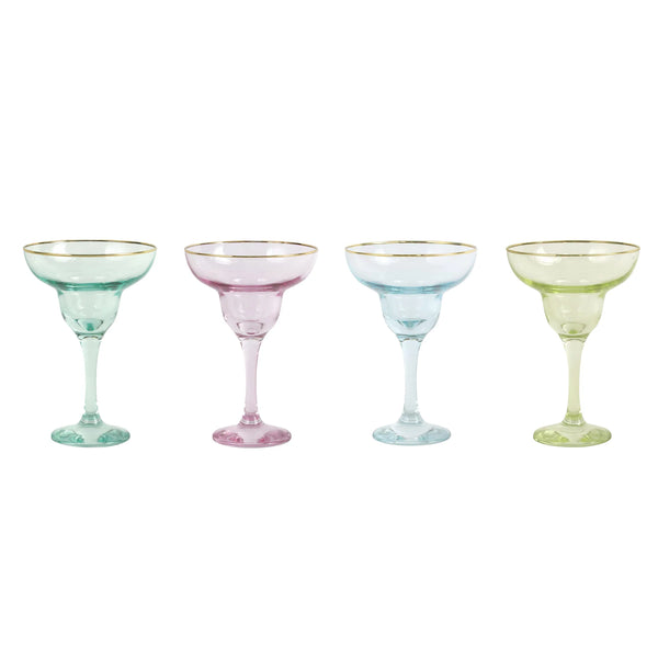 Rainbow Assorted Margarita Glass Set of 4 - Lacasademartha