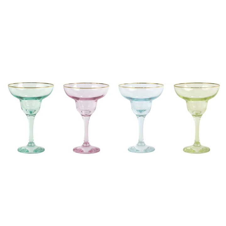 Rainbow Assorted Margarita Glass Set of 4 - Lacasademartha