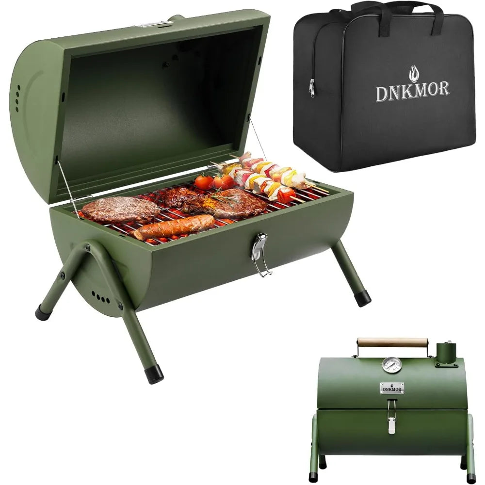 Portable Charcoal Grill, Tabletop Outdoor Barbecue Smoker, Small BBQ Grill for Outdoor Cooking Backyard Camping Picnics Beach
