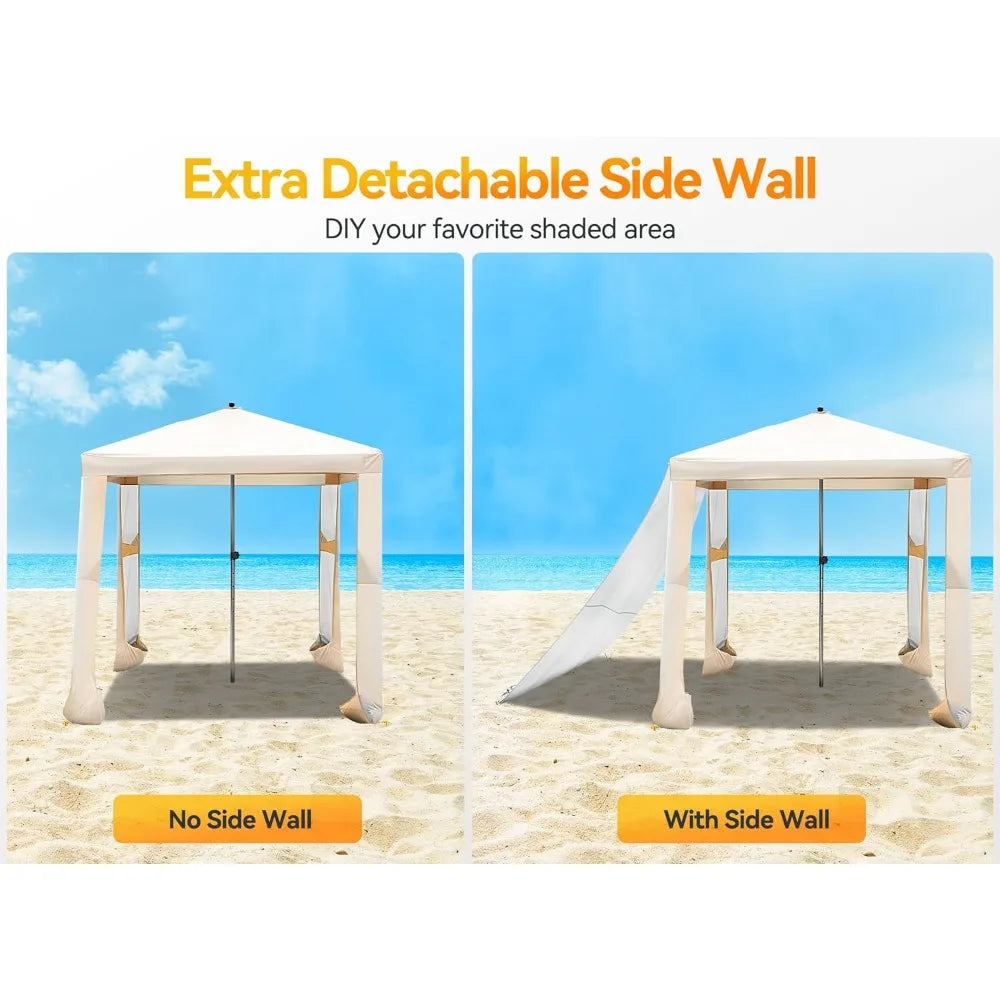 Vibemo 6.2' X 6'' Portable Beach Cabana, Canopy With Side Wall, Heigh Adjustable
