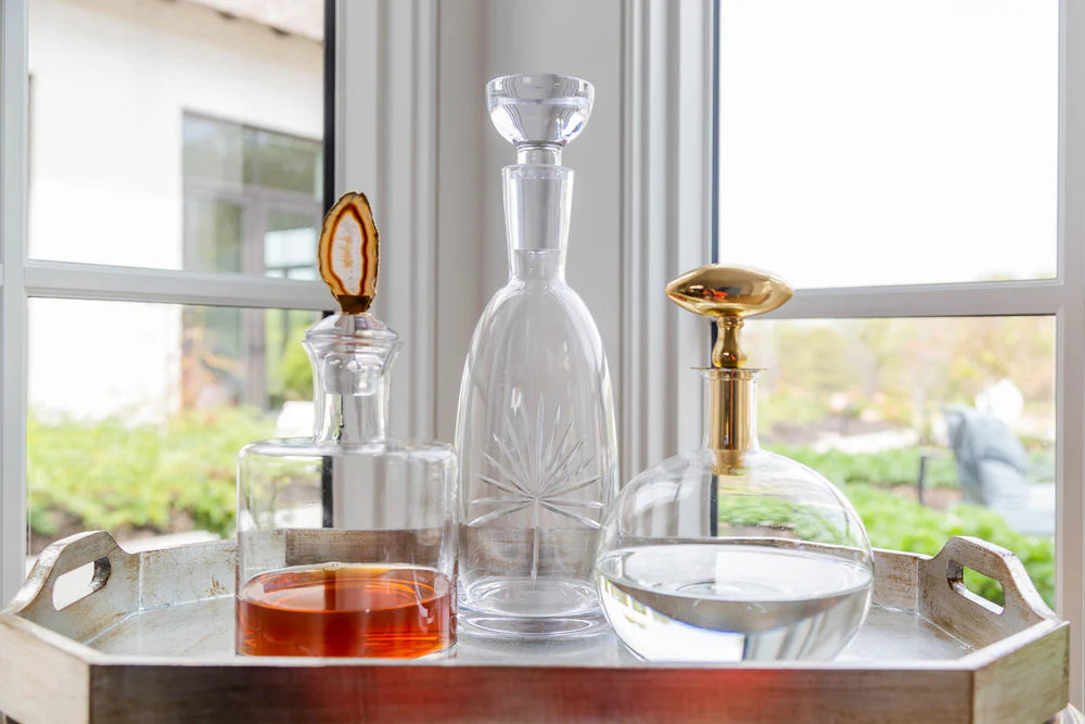 Abigail Chalet Brass Top Decanter, Sphere Shaped