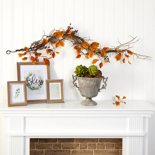 4’ Fall Foliage, Berries and Twig Artificial Garland