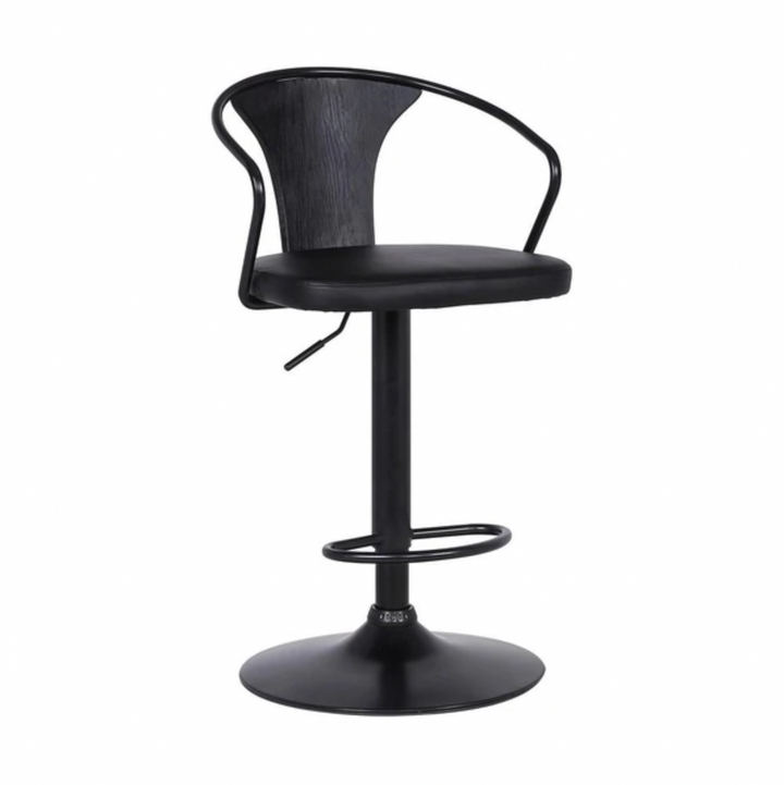 Adjustable Leatherette Swivel Barstool With Curved Back - Lacasademartha