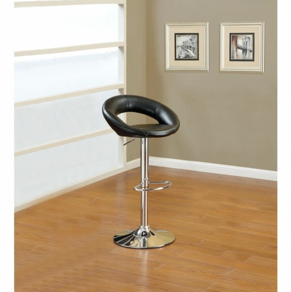 Metal Base Bar Stool With Faux Leather Seat - Lacasademartha