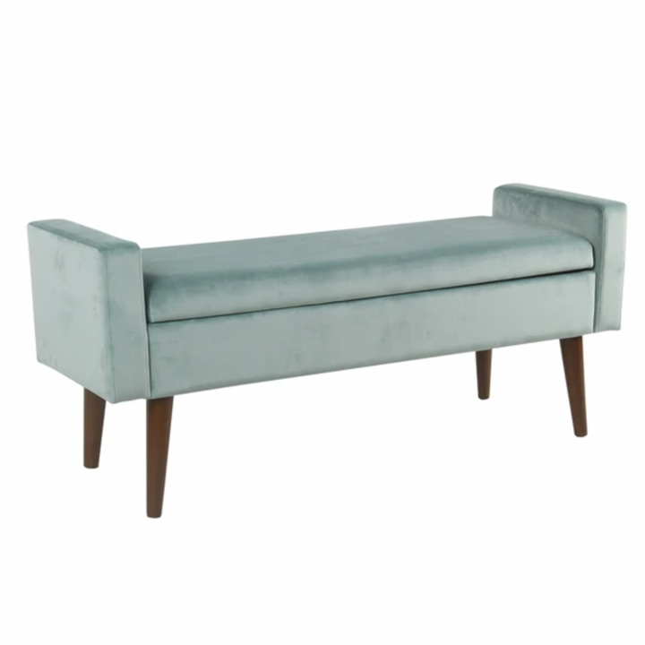 Velvet Upholstered Wooden Bench - Lacasademartha