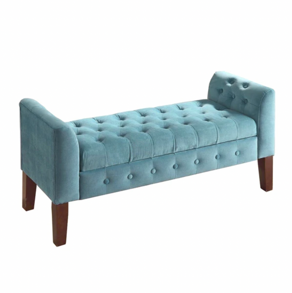 Velvet Upholstered Button Tufted Wooden Bench - Lacasademartha