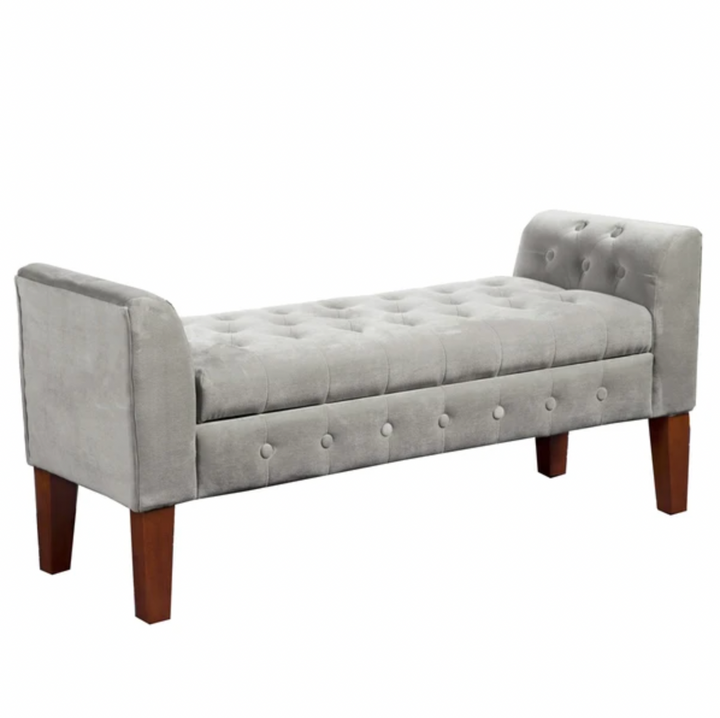 Velvet Upholstered Button Tufted Wooden Bench - Lacasademartha