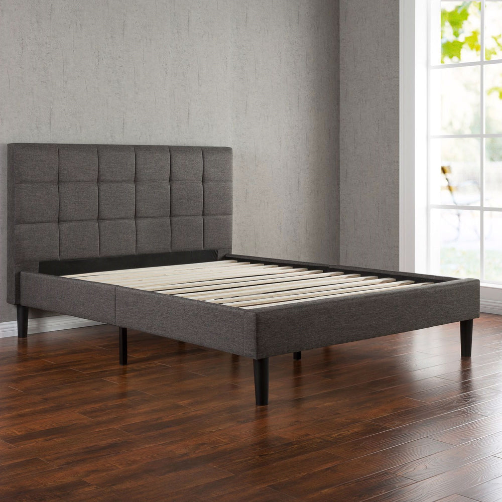 Twin size Classic Grey Fabric Platform Bed - Lacasademartha 